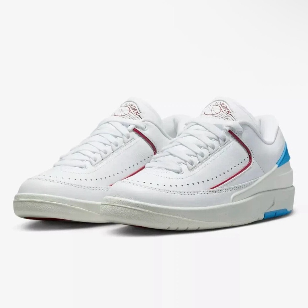 Nike Air Jordan 2 Retro Low White Gym Red Powder Blue DX4401-164 Womens Size 8